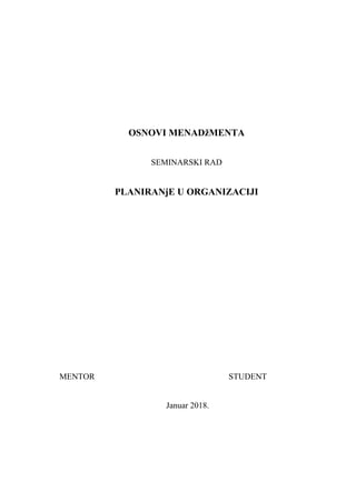 Planiranje u organizaciji