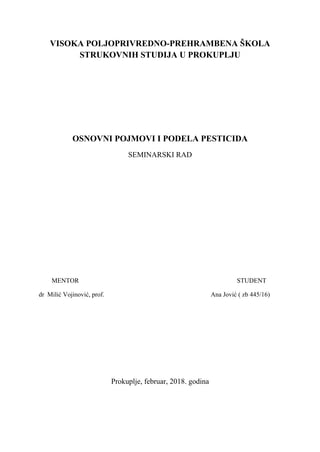 Pojam i podela pesticida