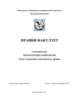 Sukcesija i kontinuitet države