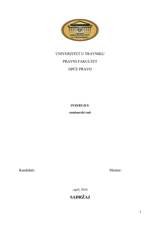 Intervju: seminarski rad