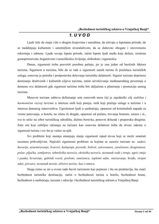 Bezbednost turističkog sektora u Vrnjačkoj Banji