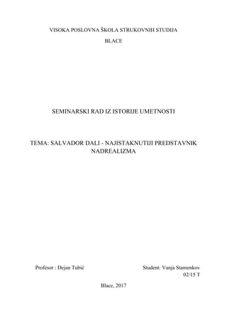 Salvador Dali – Najpoznatiji predstavnik nadrealizma