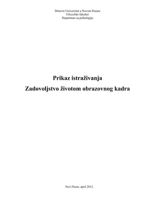 Zadovoljstvo životom obrazovnog kadra