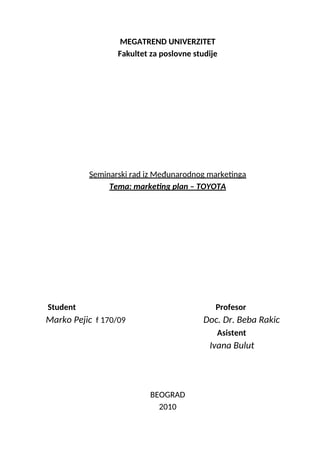 Marketing plan-Toyota