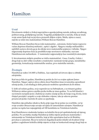 William Rowan Hamilton: život i matematički doprinosi