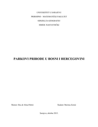 Parkovi Prirode u Bosni i Hercegovini