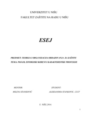 Pojam, istorijski koreni i karakteristike profesije