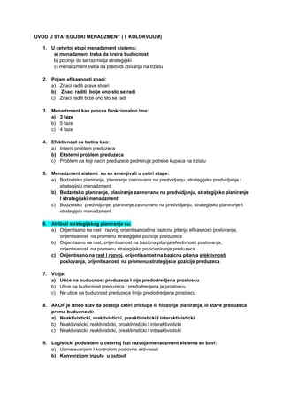 Uvod u startegijski menadžment ispitna pitanja