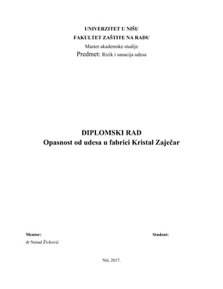 Opasnost od udesa u fabrici Kristal Zaječar