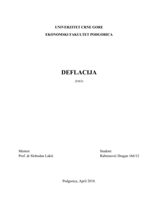 Deflacija: analiza uzroka i posledica sa osvrtom na Nemačku