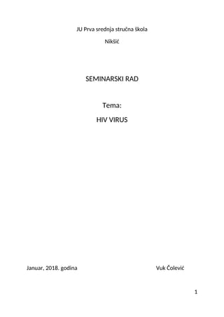 Hiv virus: seminarski rad