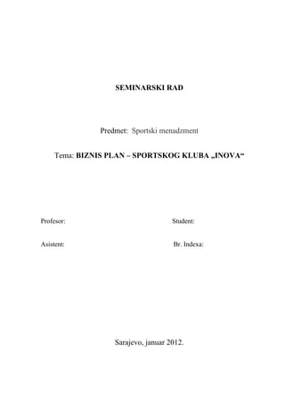 Biznis plan-Odbojkaški klub