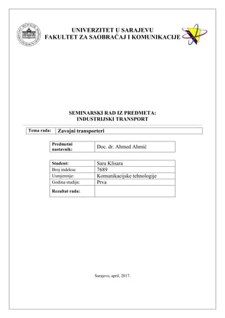 Analiza i primena zavojnih transportera