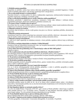 Geopolitika – kolokvijum