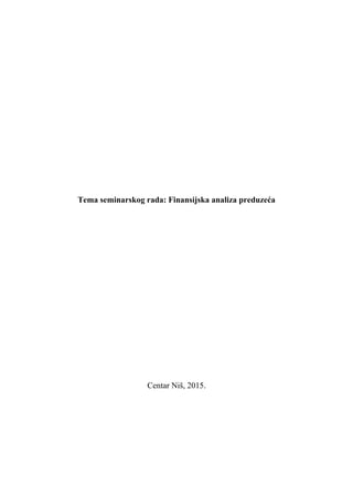 Finansijska analiza preduzeća