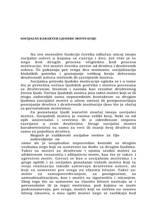 Socijalne karakteristike ljudske motivacije