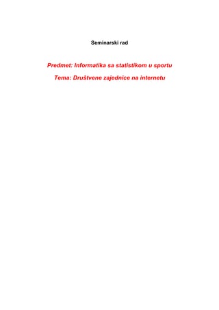 Društvene zajednice na internetu