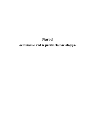 Narod kao društvena grupa: sociološka analiza