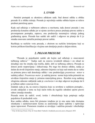 Pojam, vrsta i sadržina presude