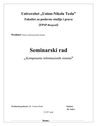 Komponente informacionih sistema