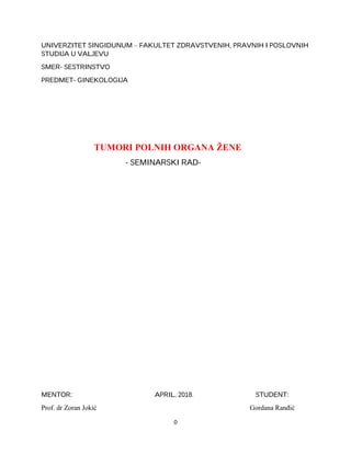 Tumori polnih organa žene