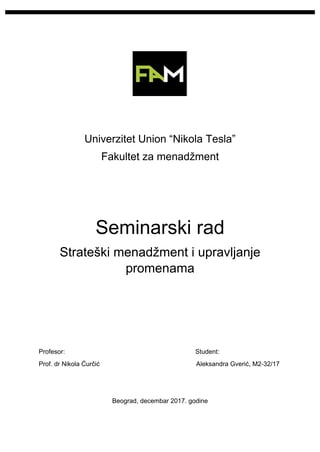 Strateski menadžment i upravljanje promenama