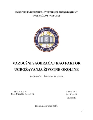 Uticaj vazdušnog saobraćaja na životnu sredinu