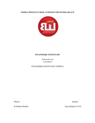 Finansijske institucije-centralna banka