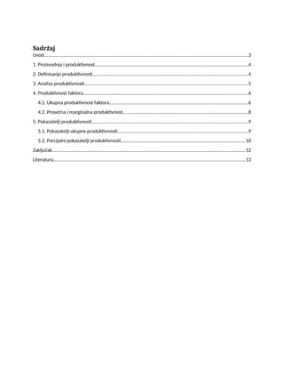 Definisanje i analiza produktivnosti