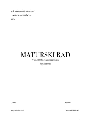 Sabirnice: maturski rad iz elektroenergetskih postrojenja