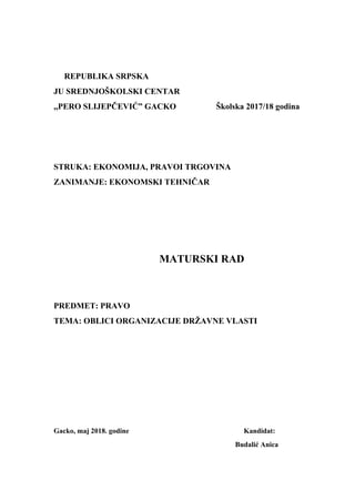 Oblici organizacije državne vlasti