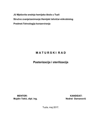 Pasterizacija i sterilizacija