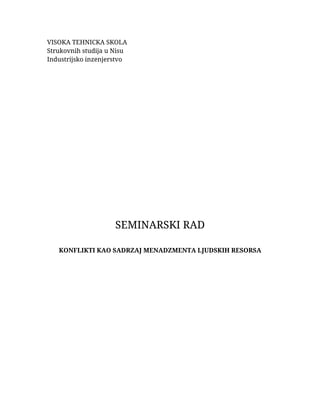 Konflikt kao sadržaj menadžmenta ljudskih resursa