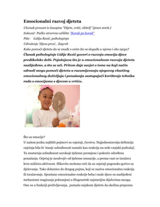 Emocionalni razvoj deteta