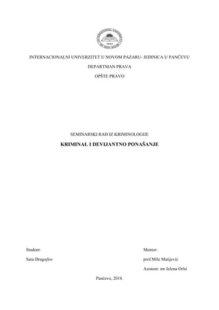 Kriminal i devijantno ponašanje