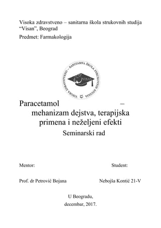 Paracetamol – mehanizam dejstva, terapijska primena i neželjeni efekti
