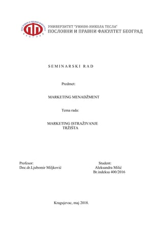 Marketing istraživanje tržišta