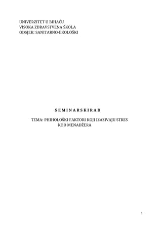 Psihološki faktori koji izazivaju stres kod menadžera