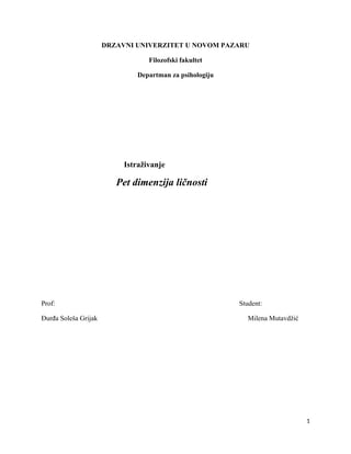 Pet dimenzija ličnosti