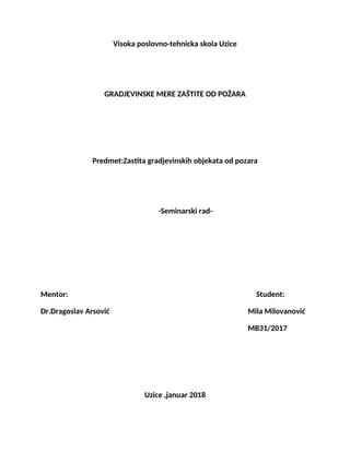 Građevinske mere zaštite  od požara