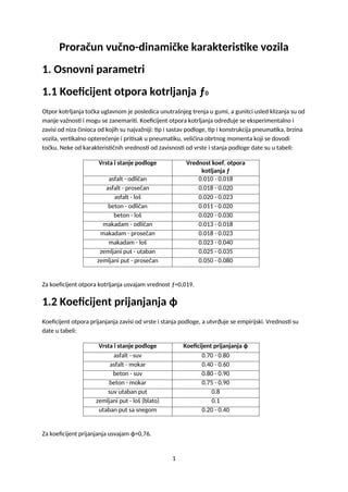 Proračun vučno dinamičke karakeristike