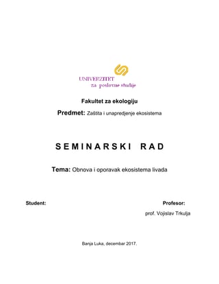 Zaštita i unapređenje ekosistema