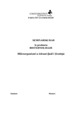 Mikroorganizmi u ishrani ljudi i životinja