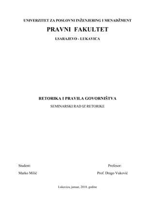 Retorika i pravila govorništva