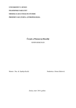 Čovjek u Platonovoj filozofiji