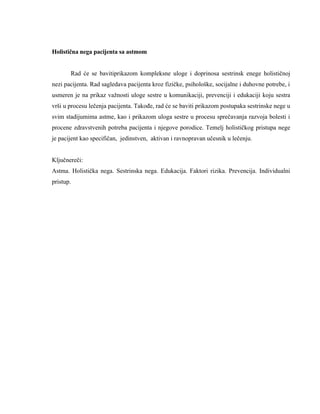 Holistička nega pacijenata sa astmom