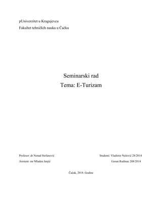 E-turizam: primena informacionih tehnologija u turizmu