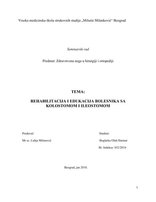 Rehabilitacija i edukacija bolesnika sa kolostomom i ileostomom