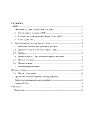 Porez na dodatnu vrijednost (pdv) u bosni i hercegovini