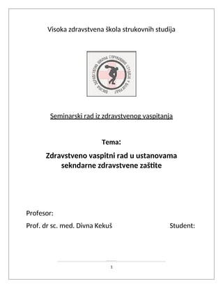 Zdravstveno vaspitni rad u ustanovama zdravstvene zaštite